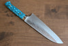 Takeshi Saji SRS13 Hammered Santoku 180mm Blue Turquoise Handle - Seisuke Knife - Slide 2