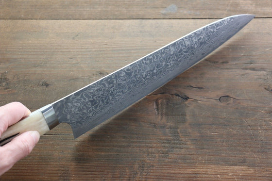 Takeshi Saji SG2 Black Damascus Gyuto 240mm Cow Bone Handle - Seisuke Knife