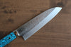 Takeshi Saji SRS13 Hammered Santoku 180mm Blue Turquoise Handle - Seisuke Knife - Slide 3