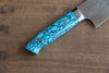 Takeshi Saji SRS13 Hammered Santoku 180mm Blue Turquoise Handle - Seisuke Knife - Slide 6