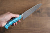 Takeshi Saji SRS13 Hammered Santoku 180mm Blue Turquoise Handle - Seisuke Knife - Slide 7