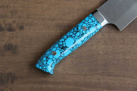 Takeshi Saji SRS13 Hammered Gyuto 240mm Blue Turquoise Handle - Seisuke Knife