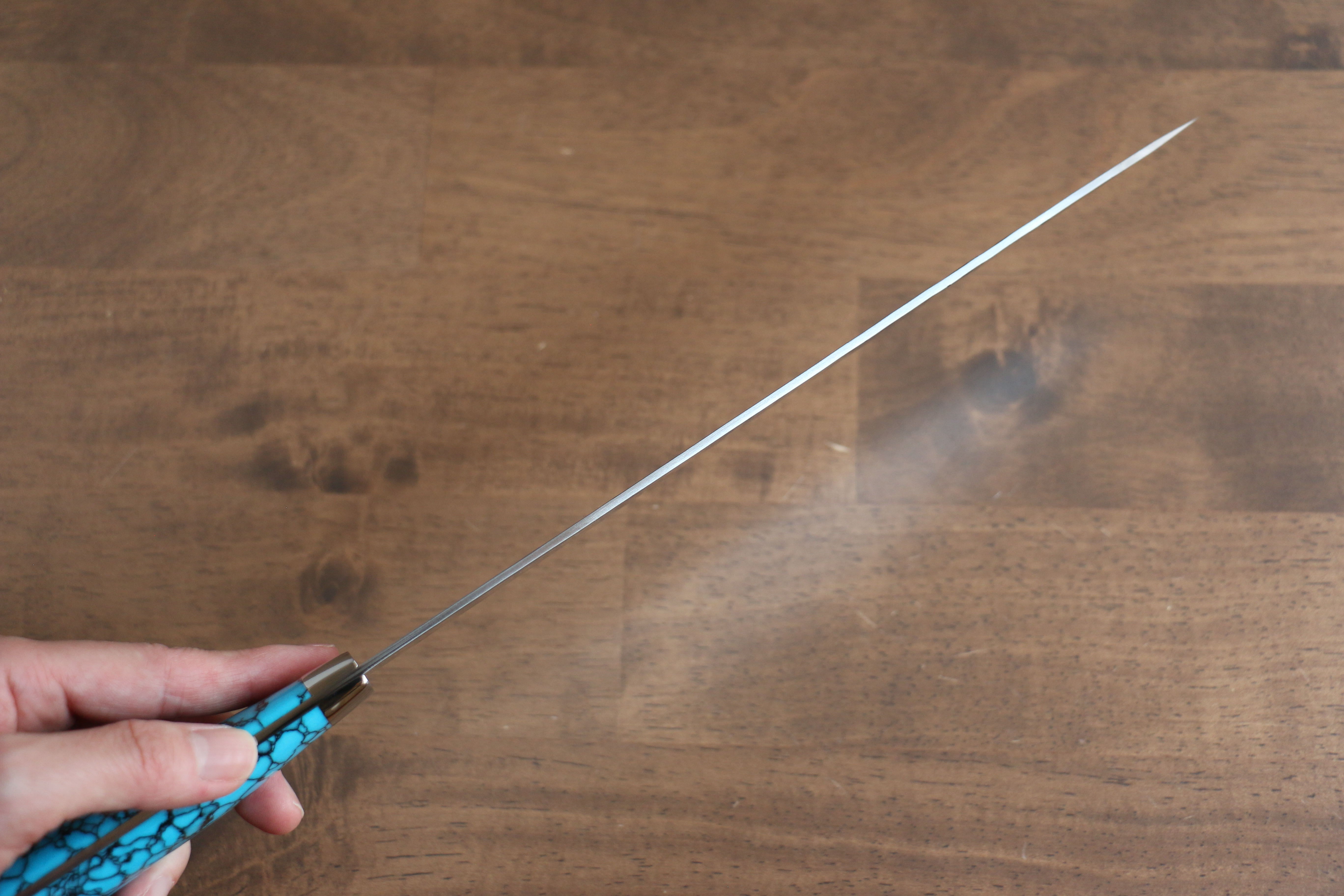Takeshi Saji SRS13 Hammered Gyuto 240mm Blue Turquoise Handle - Seisuke Knife