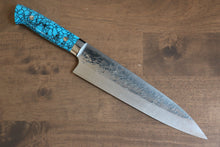  Takeshi Saji SRS13 Hammered Gyuto 210mm Blue Turquoise Handle - Seisuke Knife