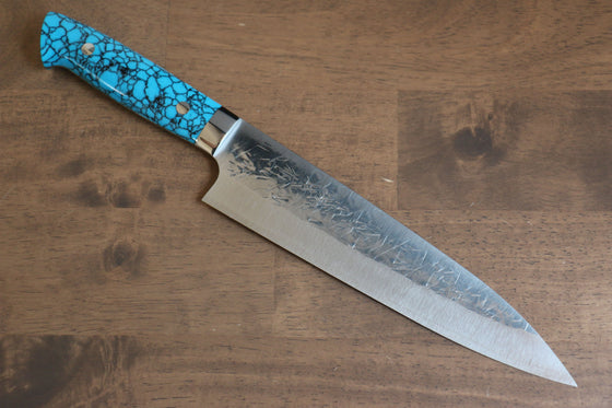 Takeshi Saji SRS13 Hammered Gyuto 210mm Blue Turquoise Handle - Seisuke Knife