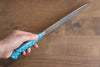 Takeshi Saji SRS13 Hammered Gyuto 210mm Blue Turquoise Handle - Seisuke Knife - Slide 8