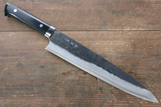 Takeshi Saji Blue Super Kurouchi Hammered Gyuto 270mm Black Micarta Handle - Seisuke Knife