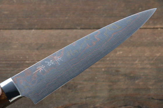 Takeshi Saji Blue Steel No.2 Colored Damascus Petty-Utility 150mm Ironwood Handle - Seisuke Knife