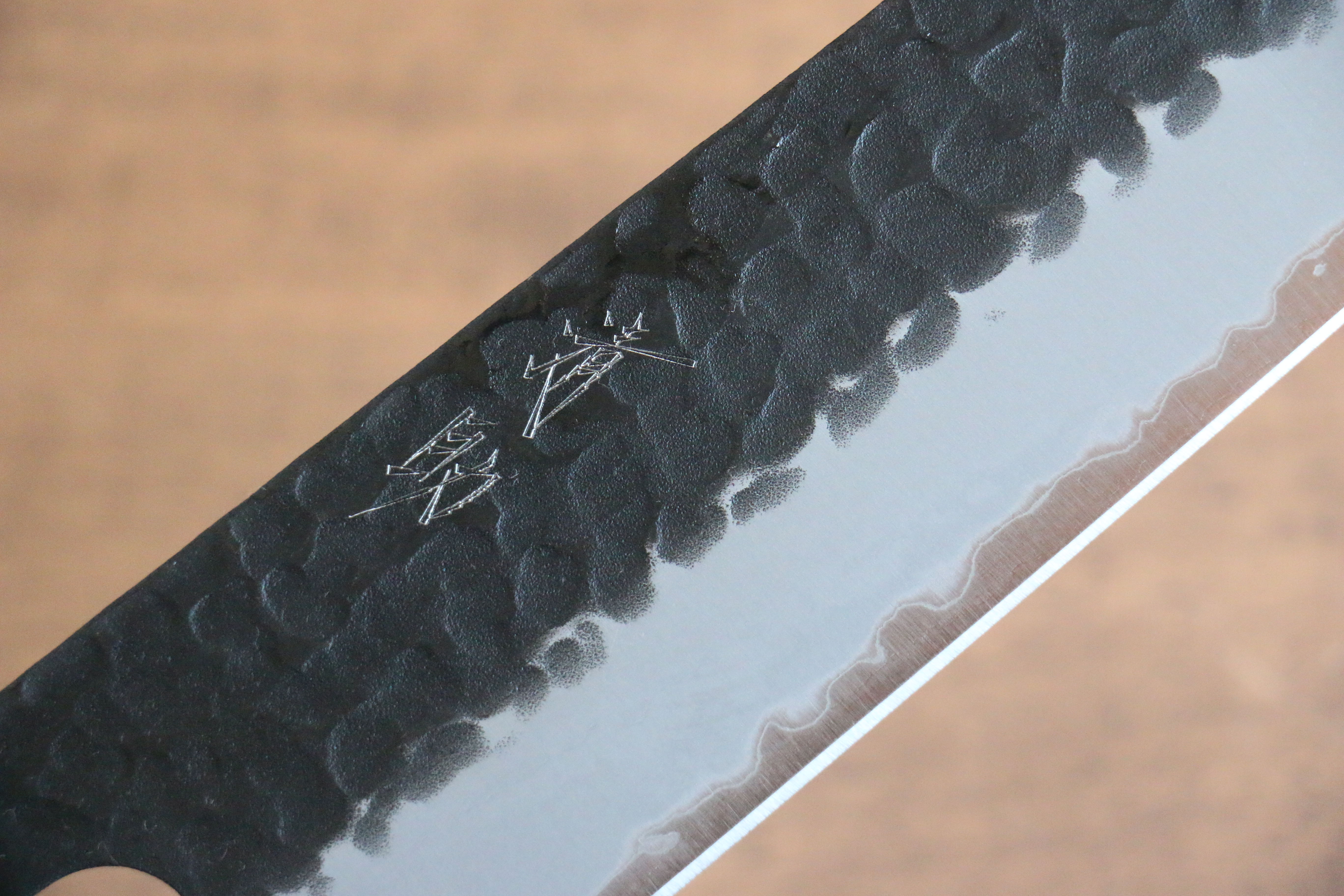 Seisuke Blue Super Hammered Kurouchi Kiritsuke 210mm Rosewood Handle - Seisuke Knife