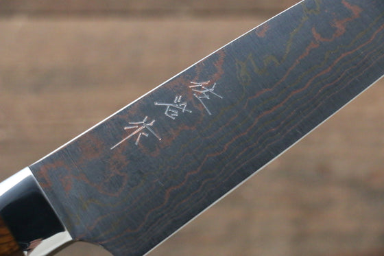 Takeshi Saji Blue Steel No.2 Colored Damascus Petty-Utility 150mm Ironwood Handle - Seisuke Knife