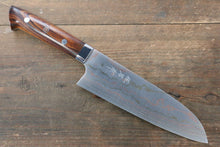  Takeshi Saji Blue Steel No.2 Colored Damascus Santoku 180mm Ironwood Handle - Seisuke Knife