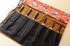 Japanese Style Knife Roll - Hokusai Red with Plain Black Pocket (7 Pockets) - Seisuke Knife - Slide 1