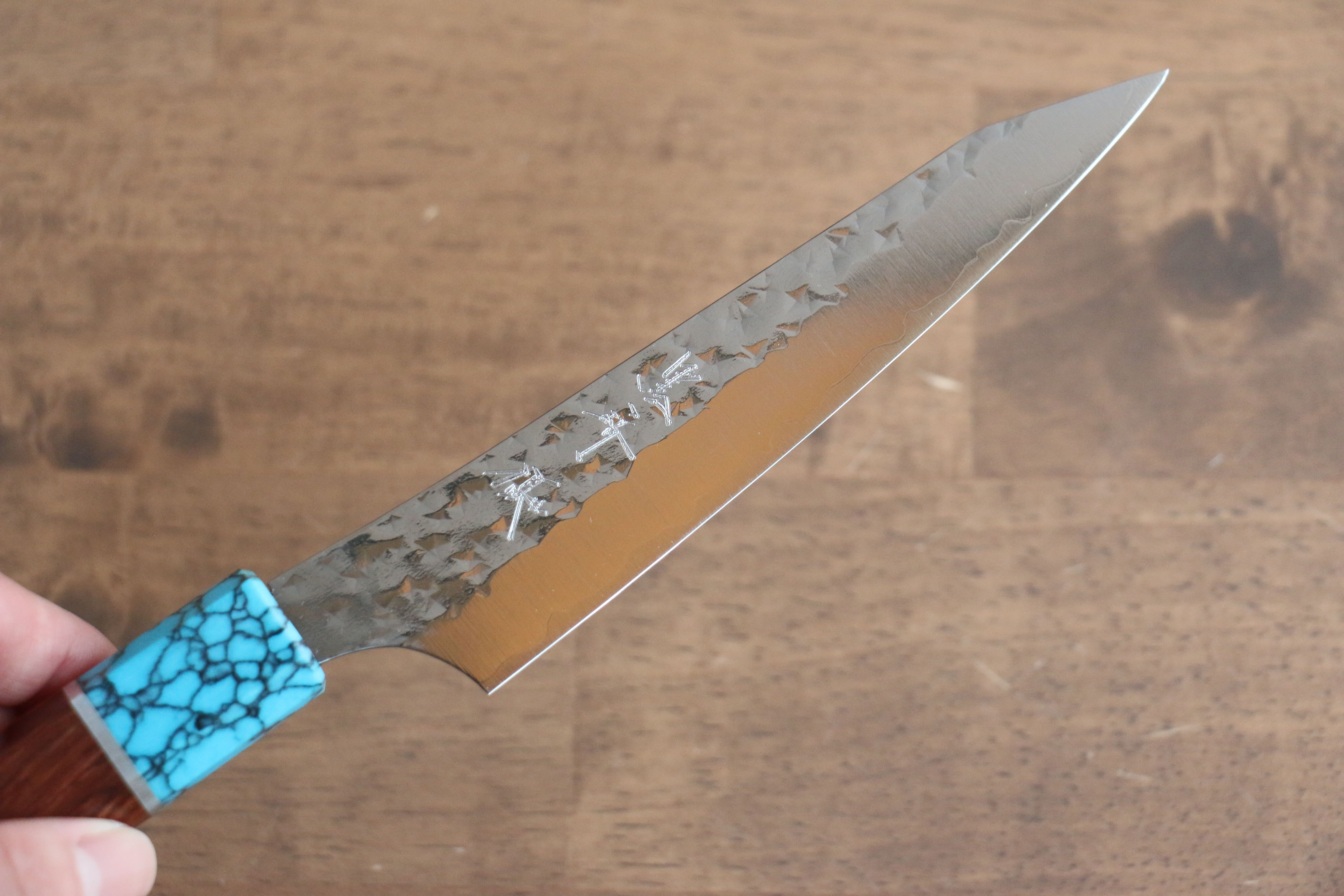 Yu Kurosaki Senko Ei SG2 Hammered Petty-Utility 130mm Rosewood (Ferrule: Blue Turquoise) Handle - Seisuke Knife
