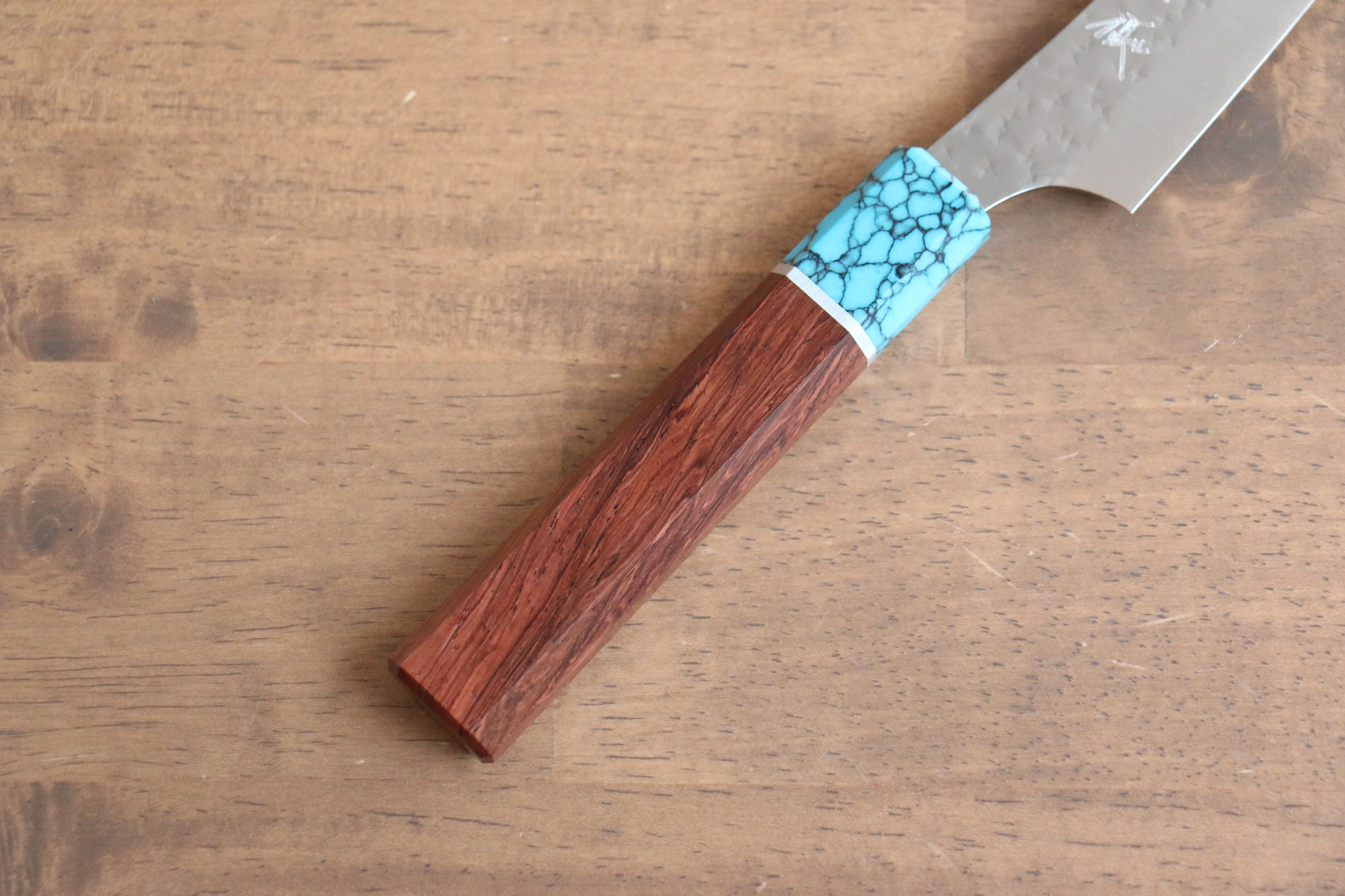 Yu Kurosaki Senko Ei SG2 Hammered Petty-Utility 130mm Rosewood (Ferrule: Blue Turquoise) Handle - Seisuke Knife