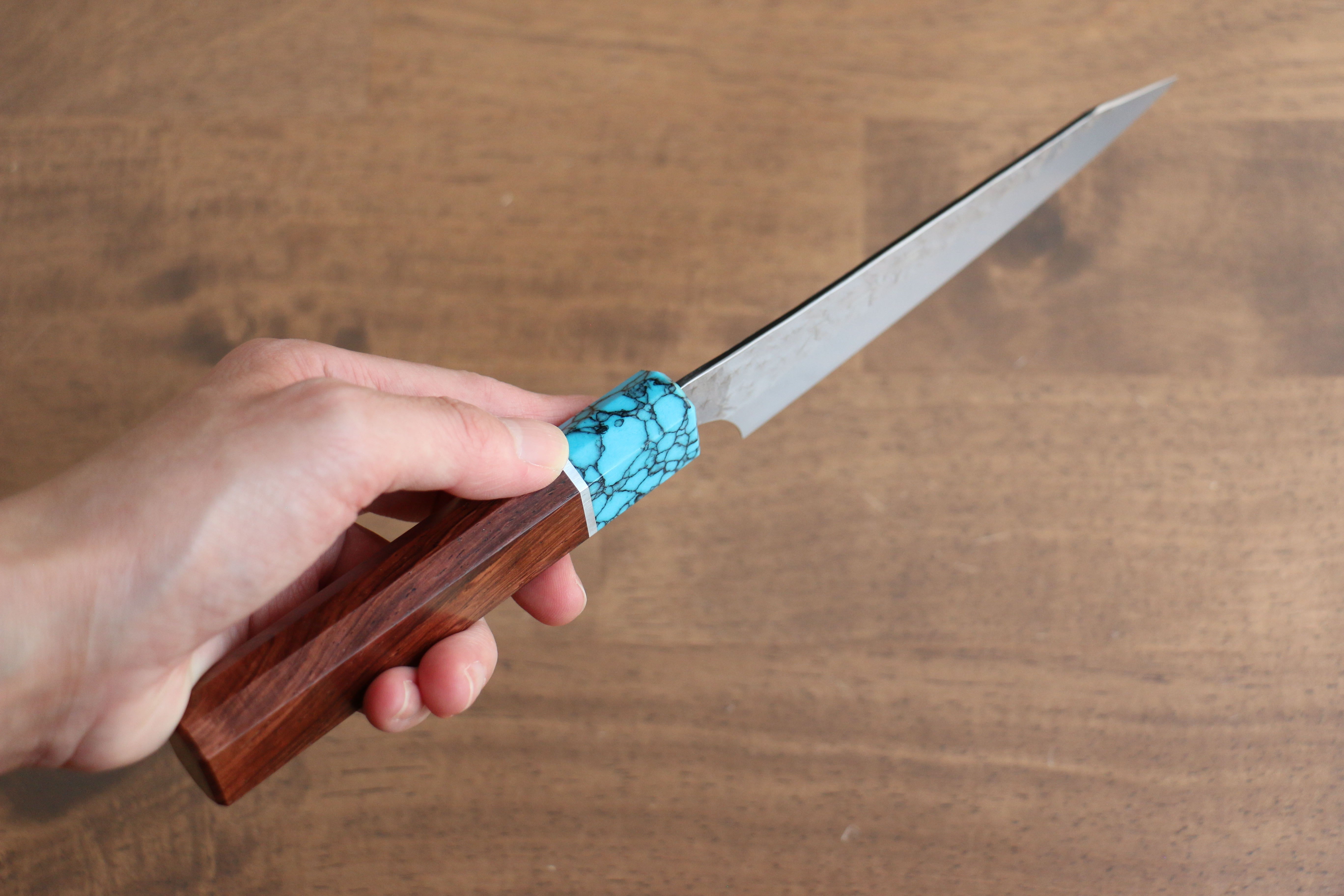 Yu Kurosaki Senko Ei SG2 Hammered Petty-Utility 130mm Rosewood (Ferrule: Blue Turquoise) Handle - Seisuke Knife