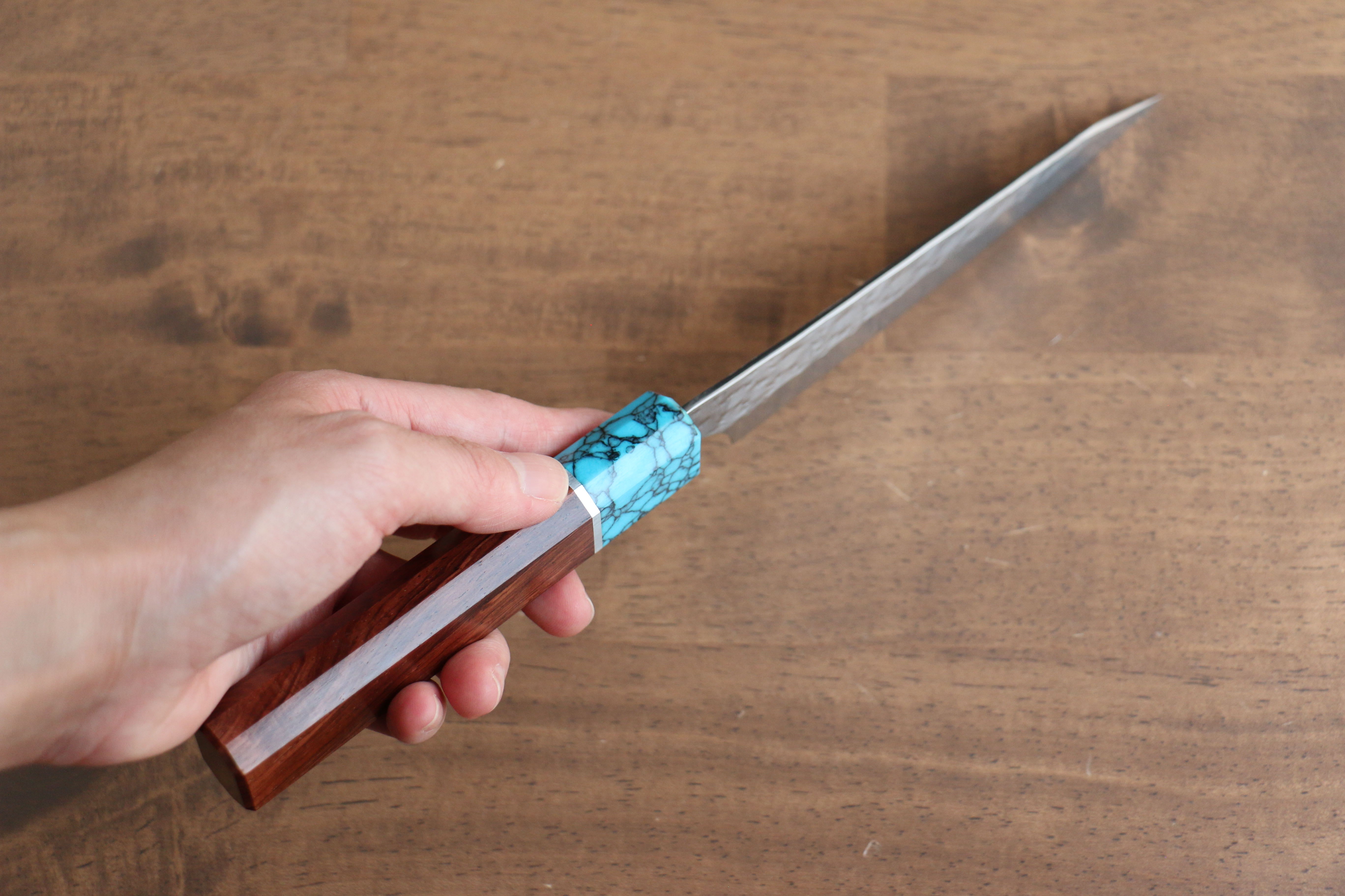 Yu Kurosaki Senko Ei SG2 Hammered Petty-Utility 130mm Rosewood (Ferrule: Blue Turquoise) Handle - Seisuke Knife