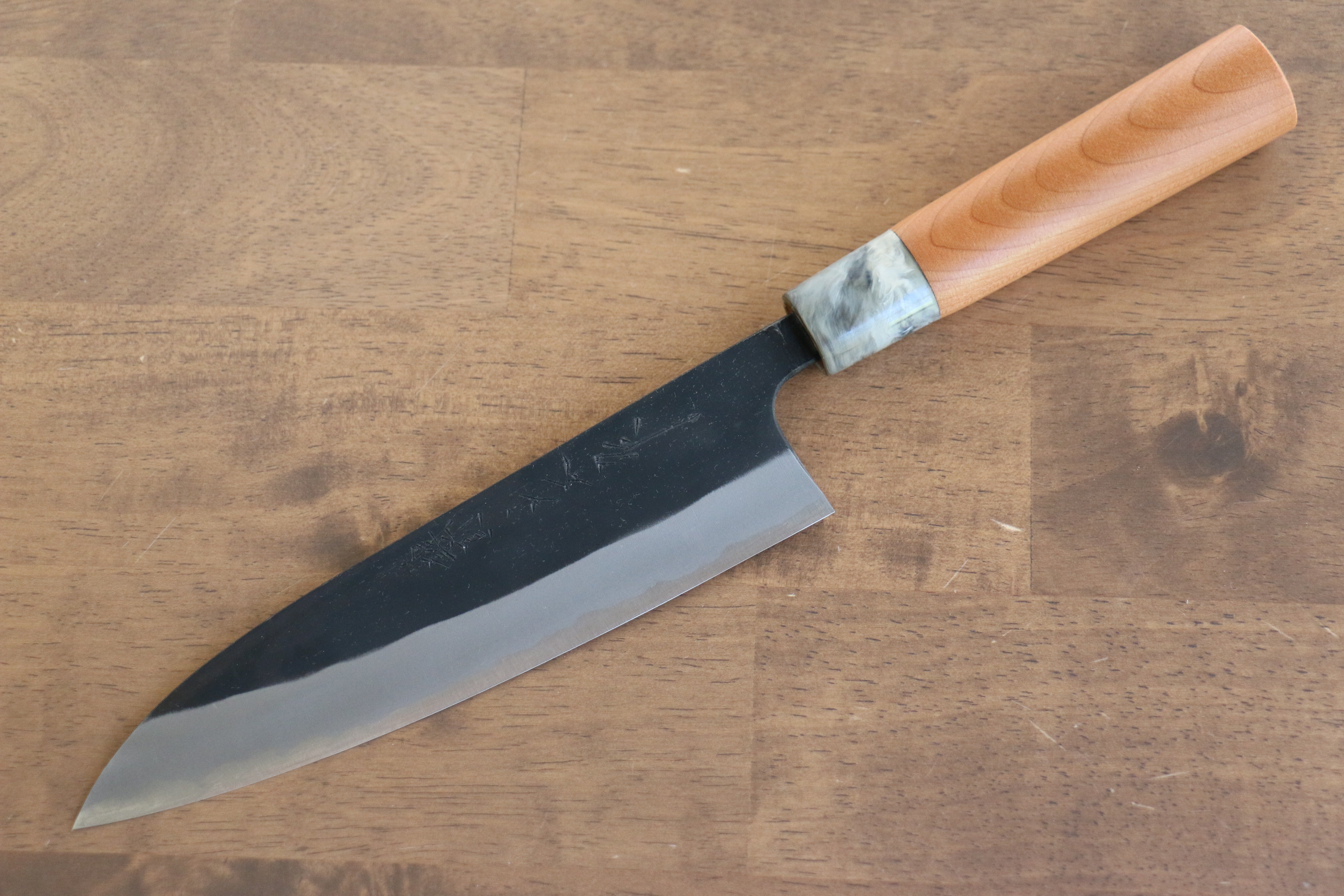 Nao Yamamoto White Steel No.2 Kurouchi Gyuto 180mm Cherry Wood Handle - Seisuke Knife