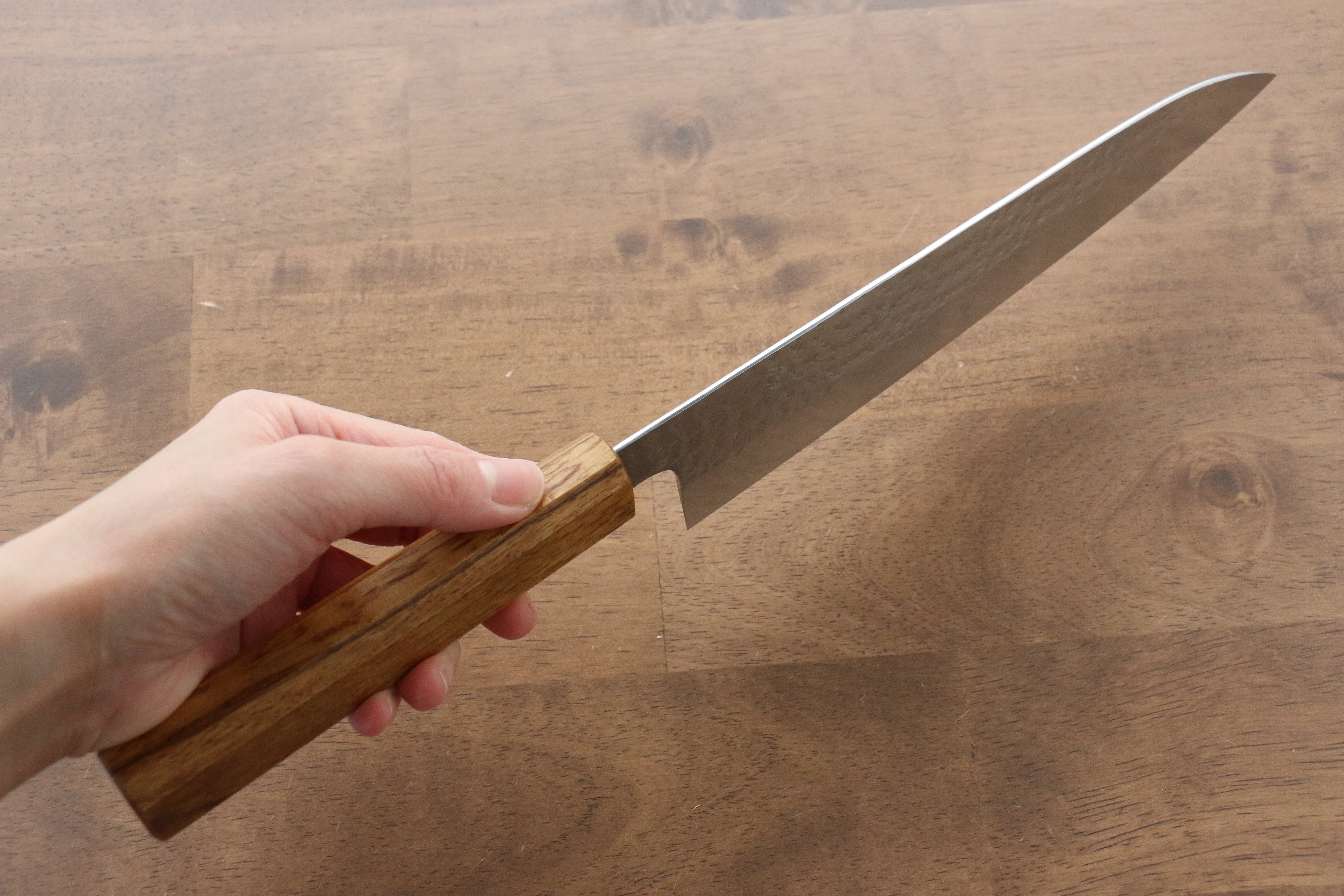Yu Kurosaki Senko SG2 Hammered Gyuto 210mm Lacquered Oak Handle - Seisuke Knife