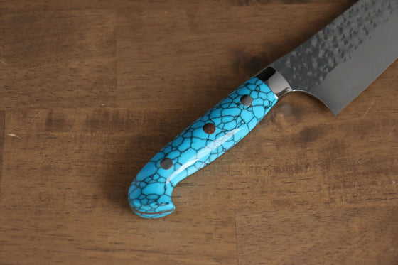 Yu Kurosaki Senko SG2 Hammered Bunka 170mm Turquoise Handle - Seisuke Knife