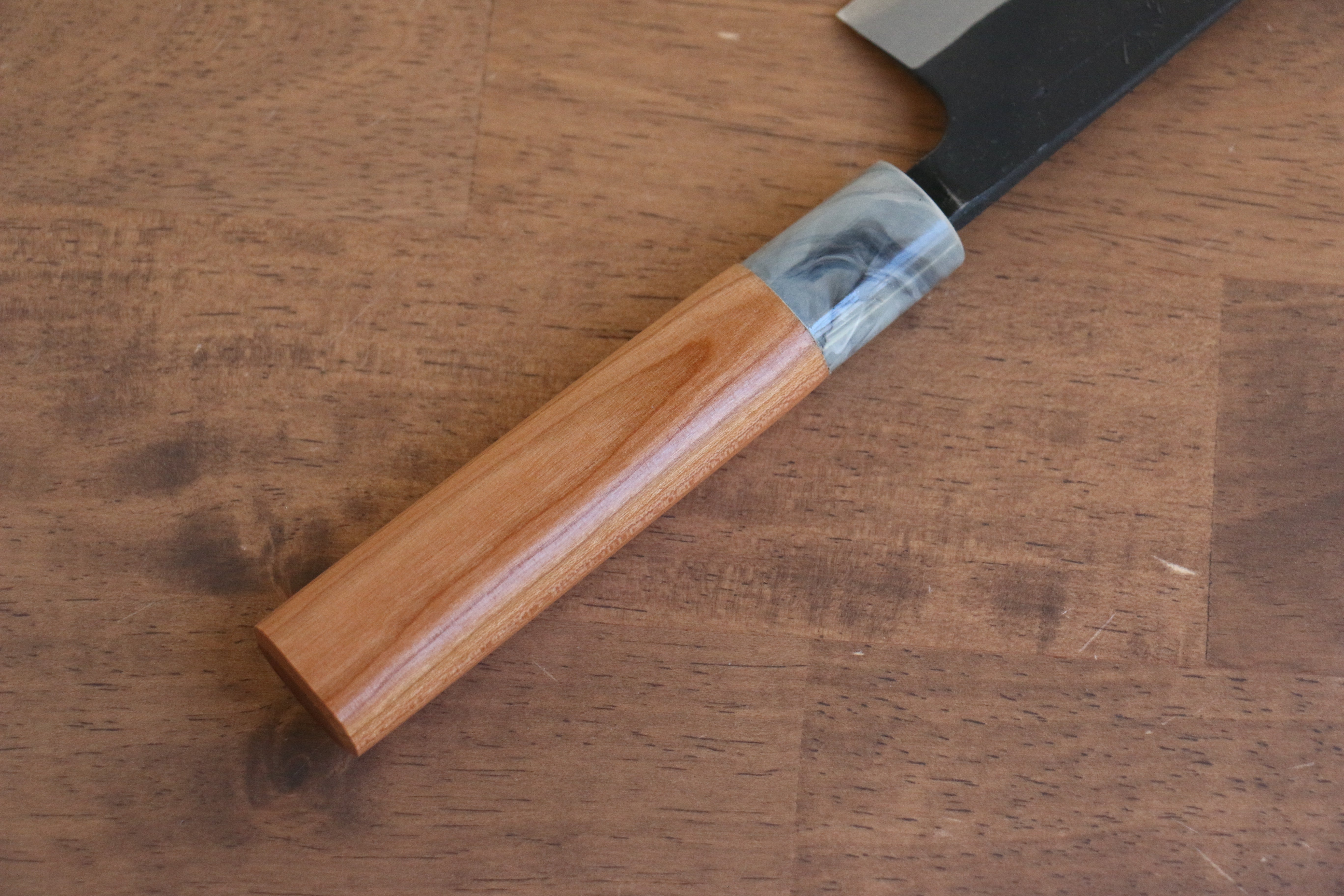 Nao Yamamoto White Steel No.2 Kurouchi Santoku 170mm Cherry Wood Handle - Seisuke Knife