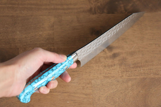 Yu Kurosaki Senko SG2 Hammered Bunka 170mm Turquoise Handle - Seisuke Knife