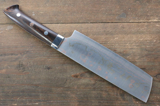 Takeshi Saji Blue Steel No.2 Colored Damascus Nakiri 175mm Ironwood Handle - Seisuke Knife