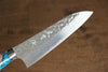 Yu Kurosaki Senko SG2 Hammered Small Santoku 150mm Turquoise Handle - Seisuke Knife - Slide 4
