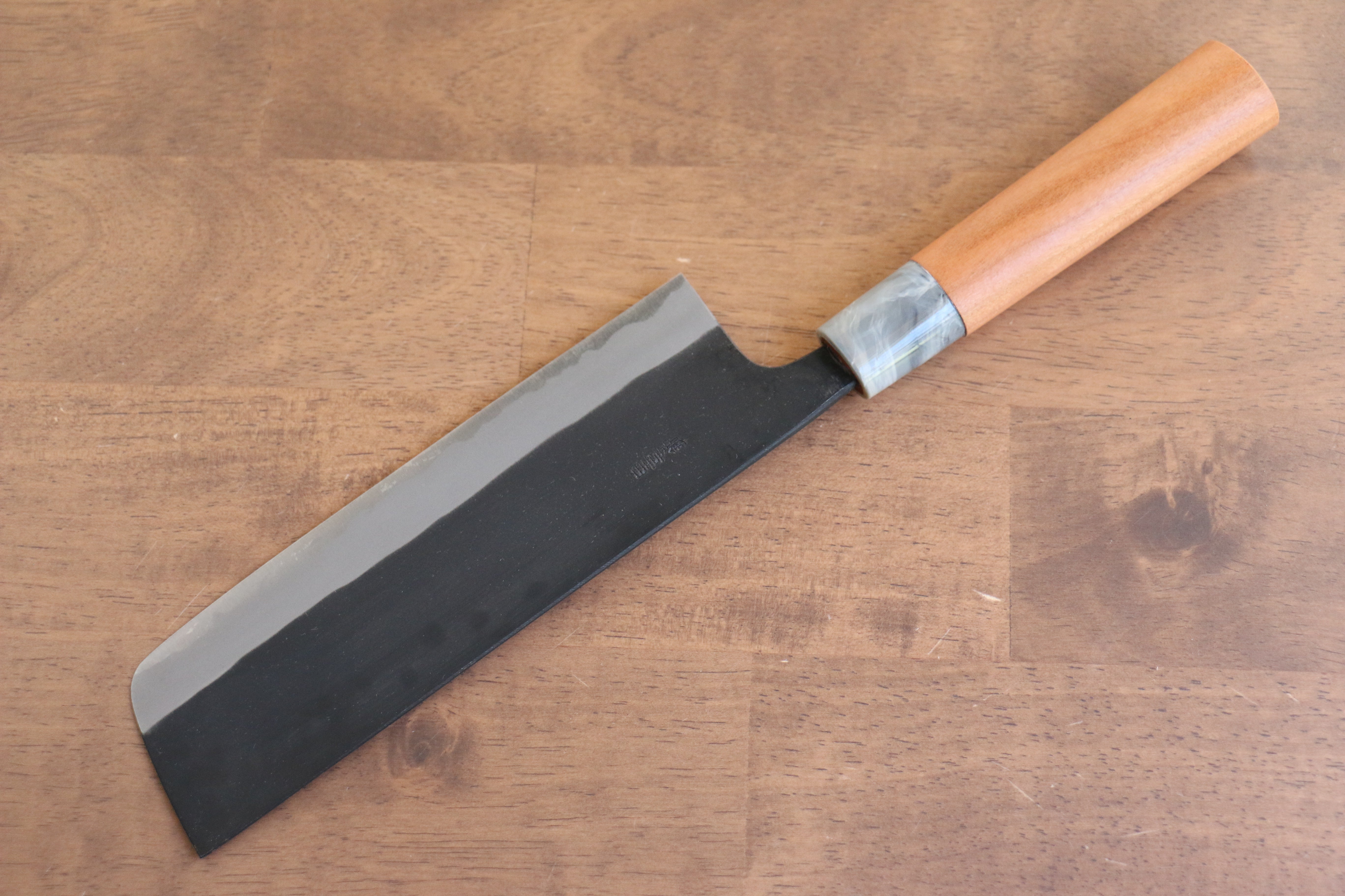 Nao Yamamoto White Steel No.2 Kurouchi Nakiri 180mm Cherry Wood Handle - Seisuke Knife