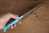 Yu Kurosaki Senko SG2 Hammered Small Santoku 150mm Turquoise Handle - Seisuke Knife - Slide 8