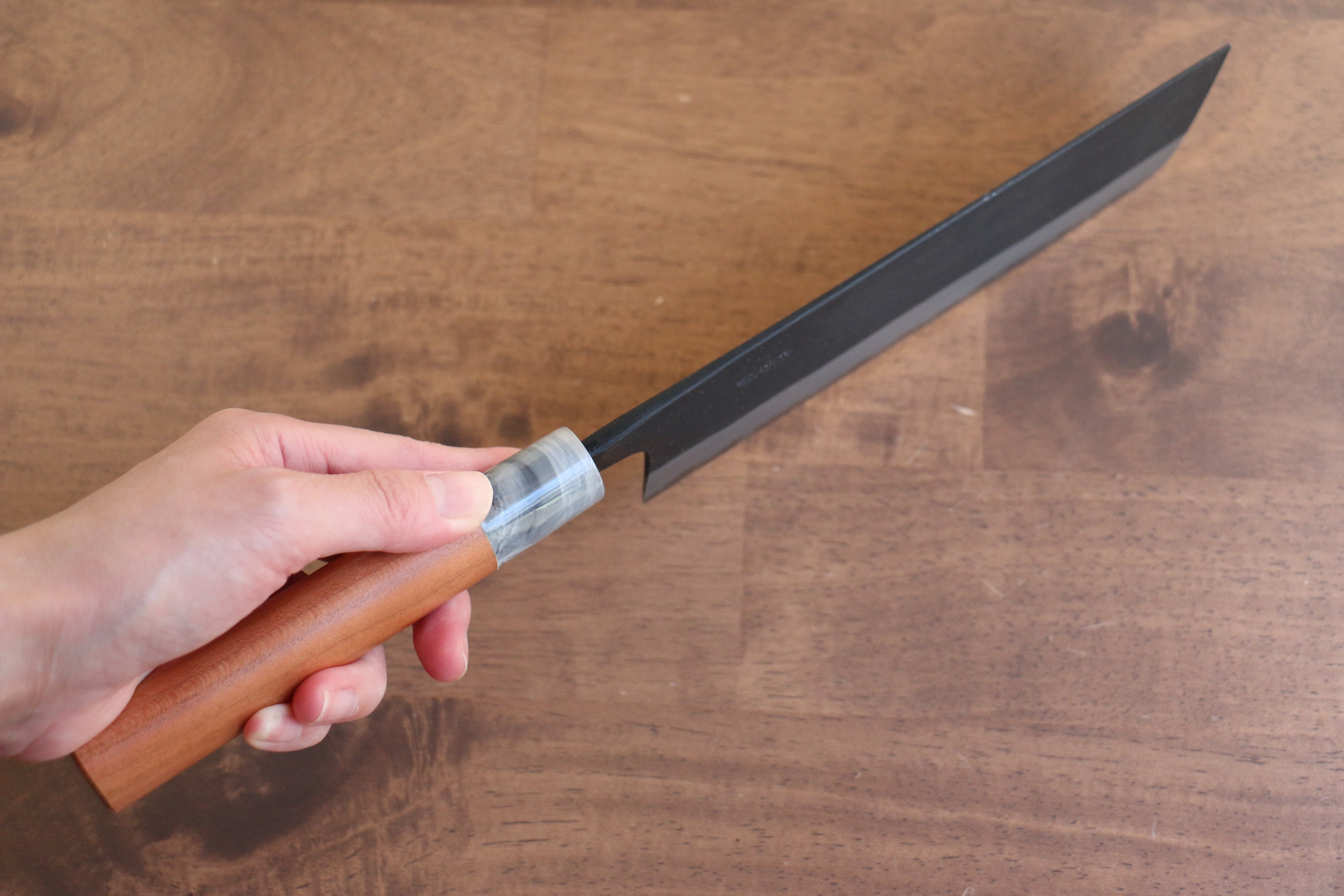 Nao Yamamoto White Steel No.2 Kurouchi Nakiri 180mm Cherry Wood Handle - Seisuke Knife