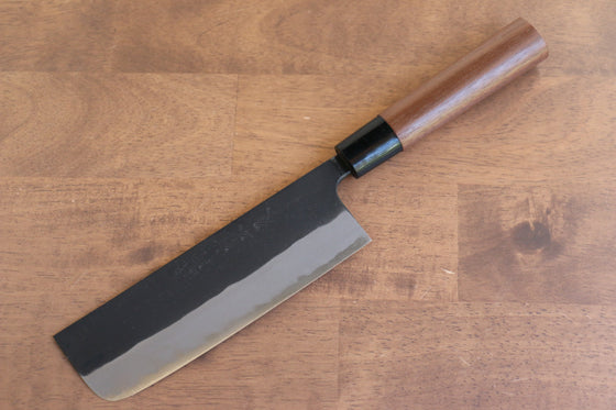 Nao Yamamoto Blue Steel Kurouchi Nakiri 165mm Walnut Handle - Seisuke Knife