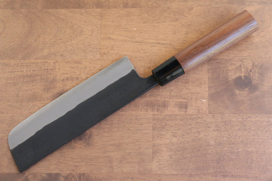 Nao Yamamoto Blue Steel Kurouchi Nakiri 165mm Walnut Handle - Seisuke Knife