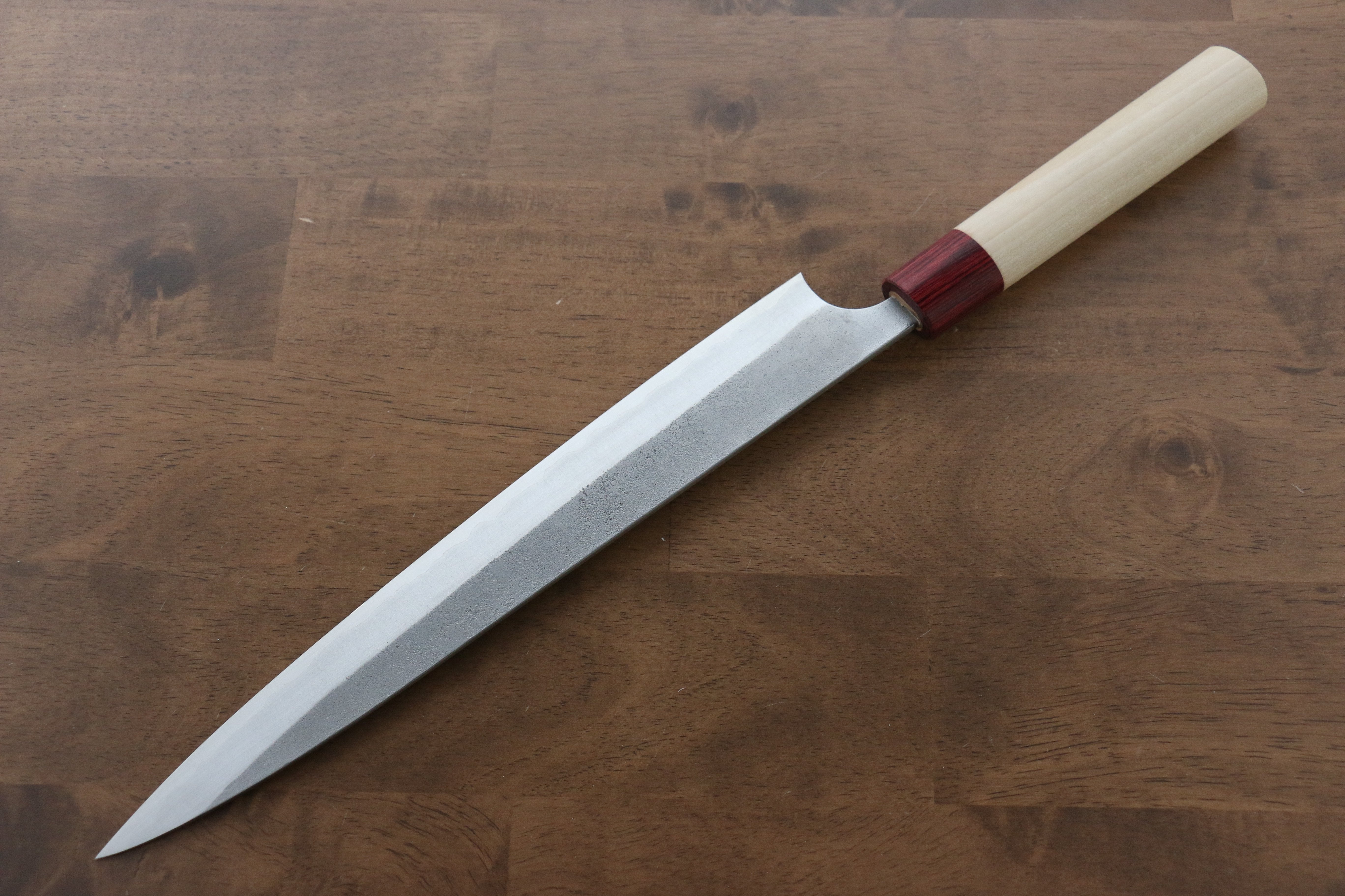 Masakage Yuki White Steel No.2 Nashiji Sujihiki 270mm Magnolia Handle - Seisuke Knife