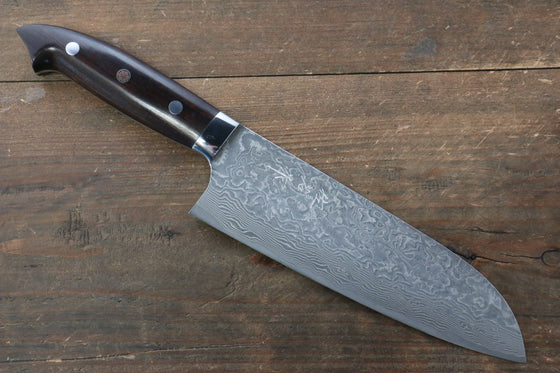 Takeshi Saji SG2 Black Damascus Santoku 180mm Nomura Iron Wood Handle - Seisuke Knife