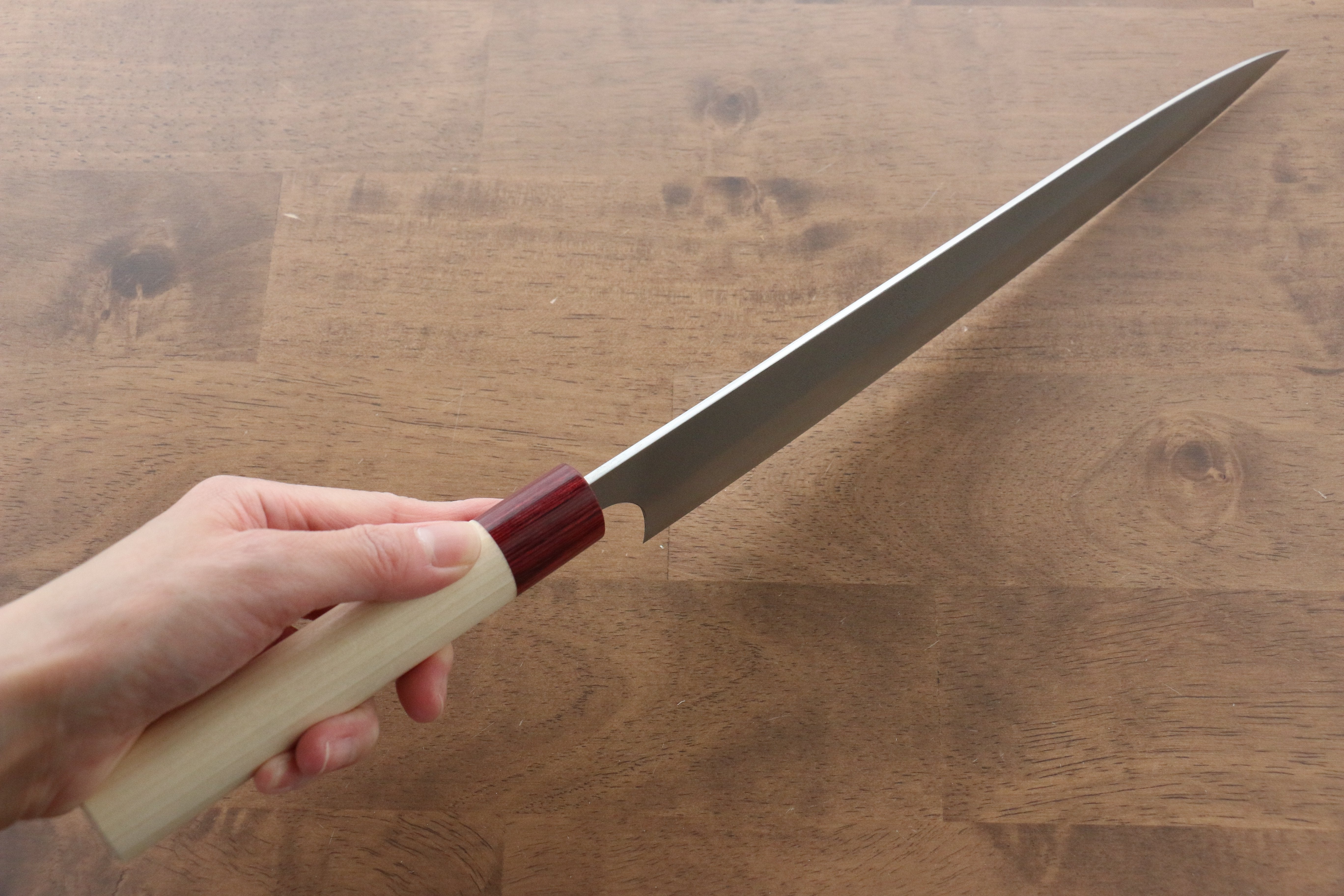 Masakage Yuki White Steel No.2 Nashiji Sujihiki 270mm Magnolia Handle - Seisuke Knife