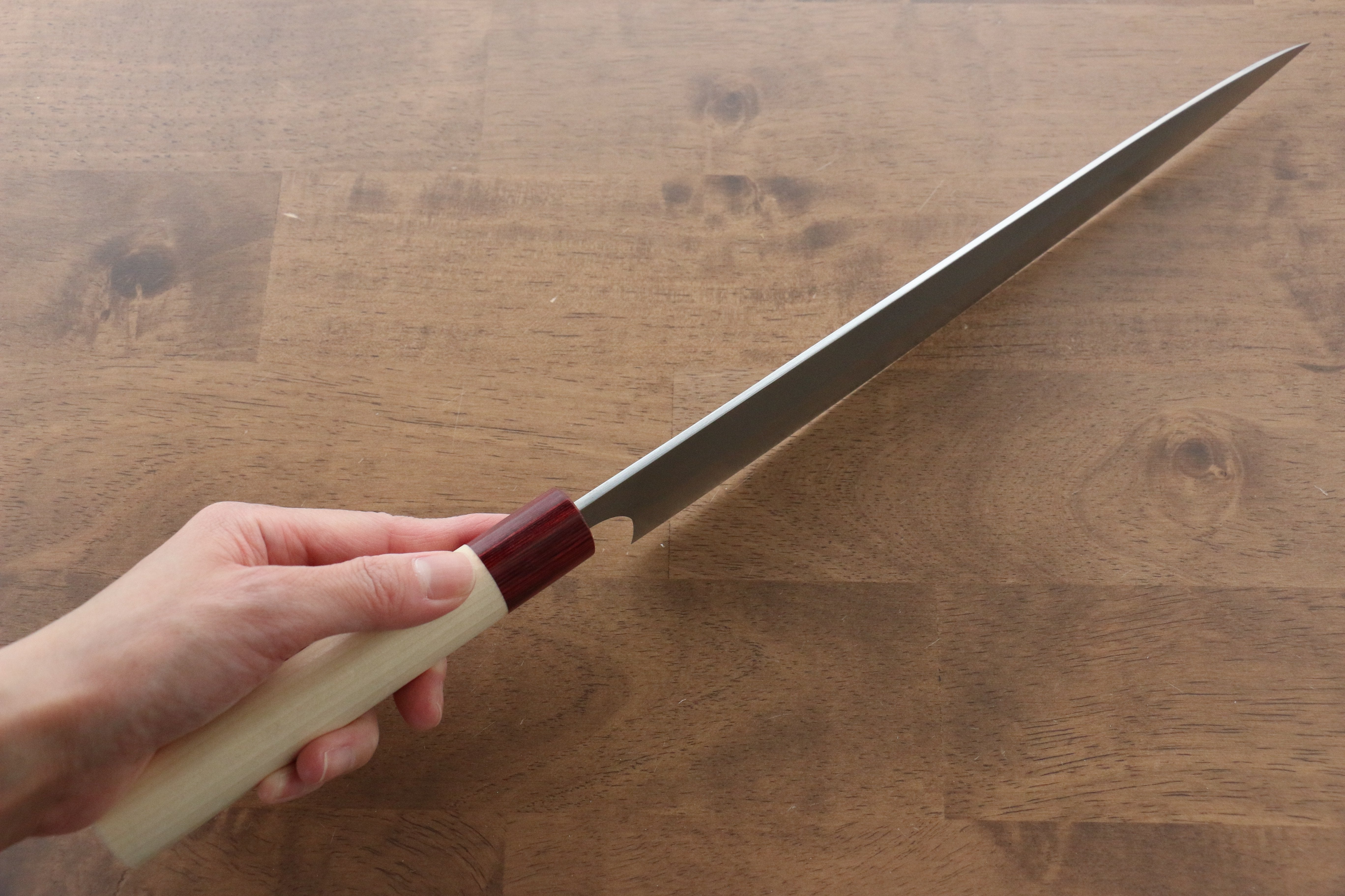 Masakage Yuki White Steel No.2 Nashiji Sujihiki 270mm Magnolia Handle - Seisuke Knife