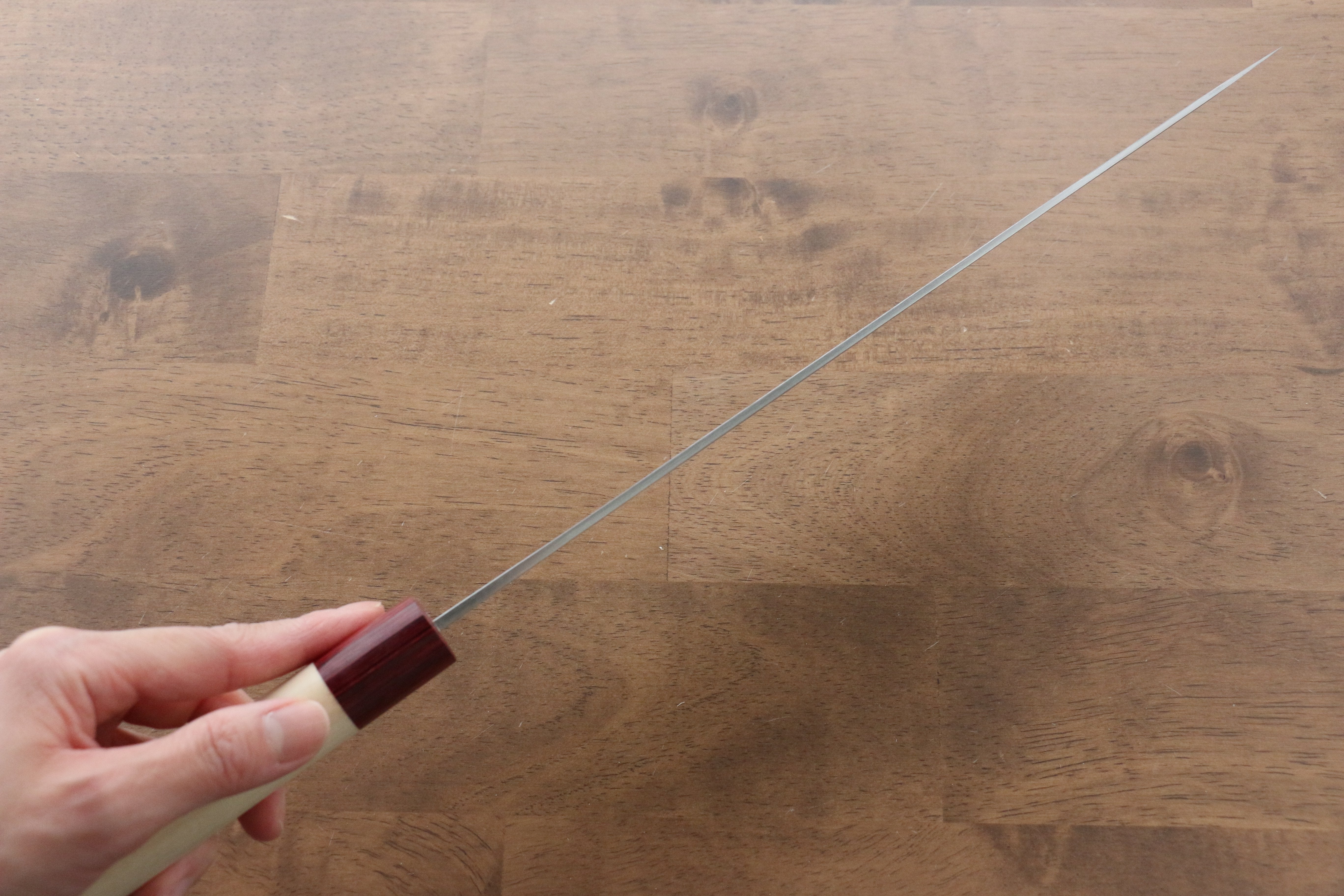 Masakage Yuki White Steel No.2 Nashiji Sujihiki 270mm Magnolia Handle - Seisuke Knife