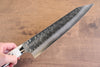 Takeshi Saji SRS13 Hammered Damascus Kengata Gyuto 210mm Cow Bone Handle - Seisuke Knife - Slide 4