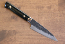  Takeshi Saji Blue Super Kurouchi Hammered Petty-Utility 90mm with Black Micarta Handle - Seisuke Knife