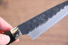 Takeshi Saji Blue Super Kurouchi Hammered Petty-Utility 90mm with Black Micarta Handle - Seisuke Knife - Slide 5