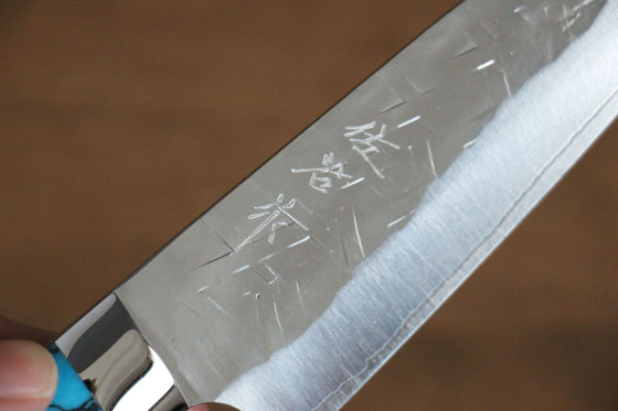 Takeshi Saji SRS13 Hammered Petty-Utility 130mm Blue Turquoise (Nomura Style) Handle - Seisuke Knife