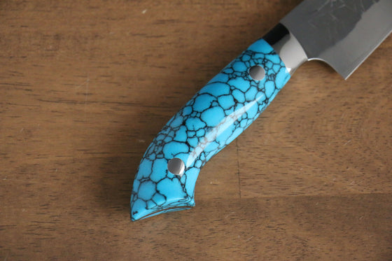 Takeshi Saji SRS13 Hammered Petty-Utility 130mm Blue Turquoise (Nomura Style) Handle - Seisuke Knife