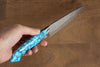 Takeshi Saji SRS13 Hammered Petty-Utility 130mm Blue Turquoise (Nomura Style) Handle - Seisuke Knife - Slide 7