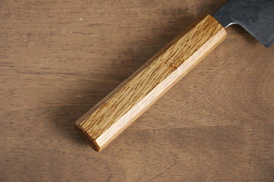 Seisuke Tsukikage AUS10 Migaki Finished Hammered Damascus Santoku 170mm Oak Handle - Seisuke Knife