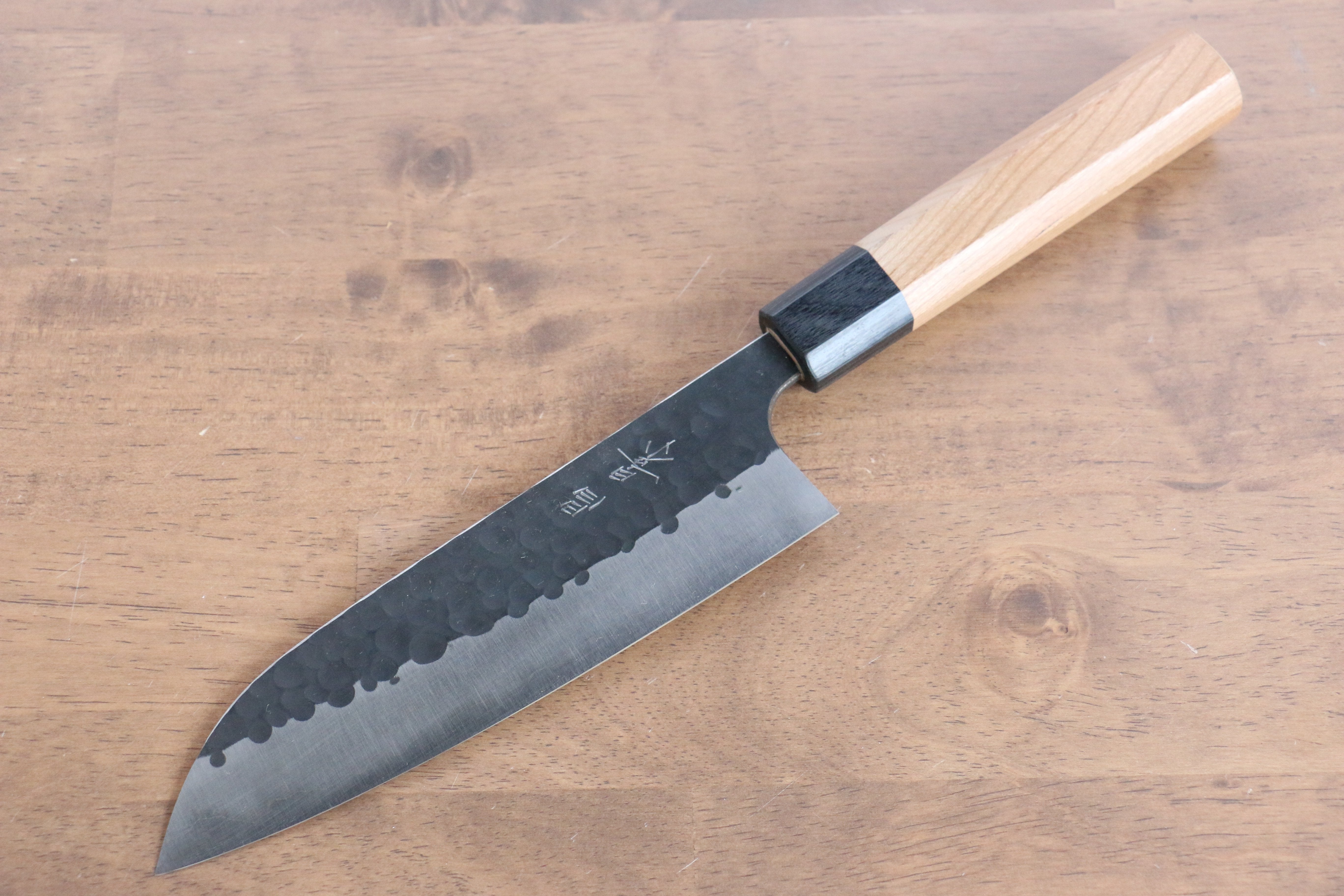 Masakage Koishi Blue Super Black Finished Santoku 165mm American Cherry Handle - Seisuke Knife