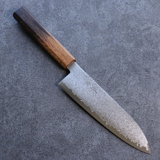 Seisuke VG10 Damascus Santoku 180mm Burnt Oak Handle - Seisuke Knife