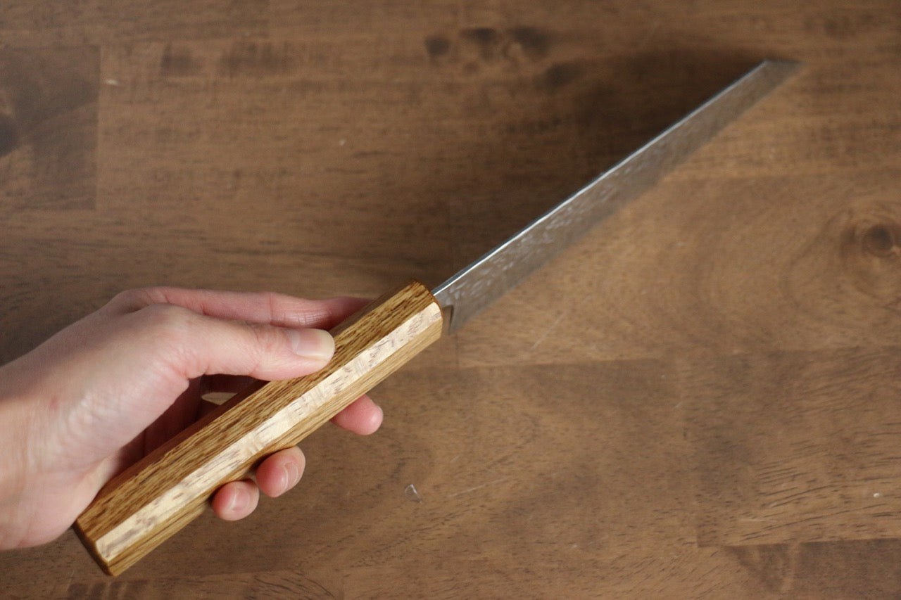 Seisuke Tsukikage AUS10 Migaki Finished Hammered Damascus Bunka 170mm Oak Handle - Seisuke Knife