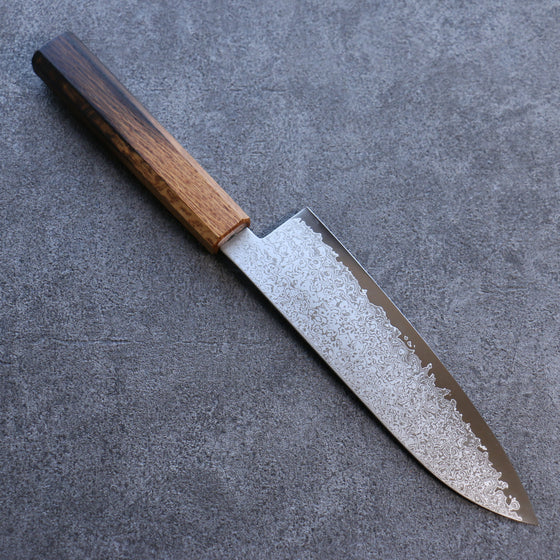 Seisuke VG10 Damascus Santoku 180mm Burnt Oak Handle - Seisuke Knife