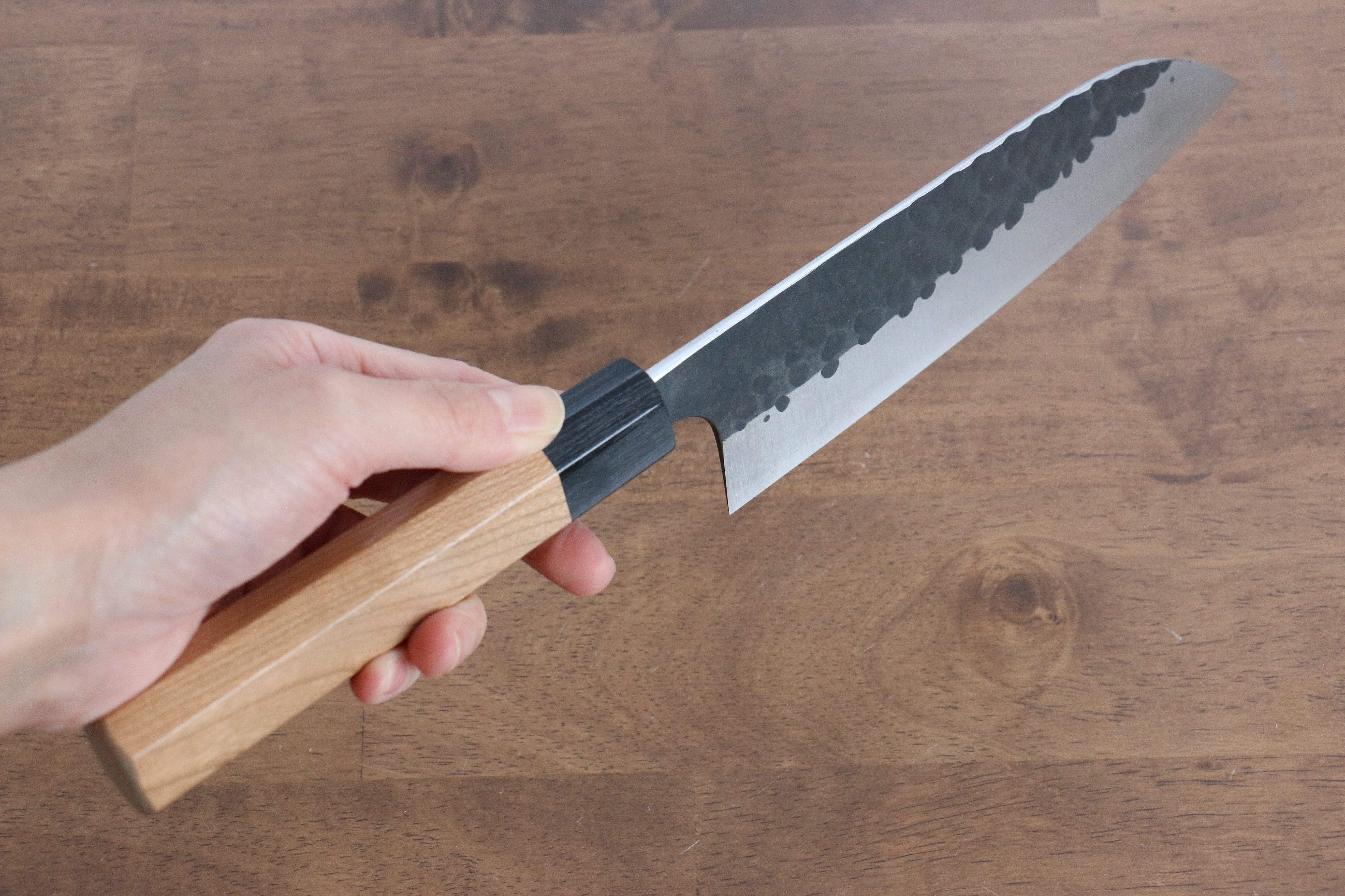 Masakage Koishi Blue Super Black Finished Santoku 165mm American Cherry Handle - Seisuke Knife