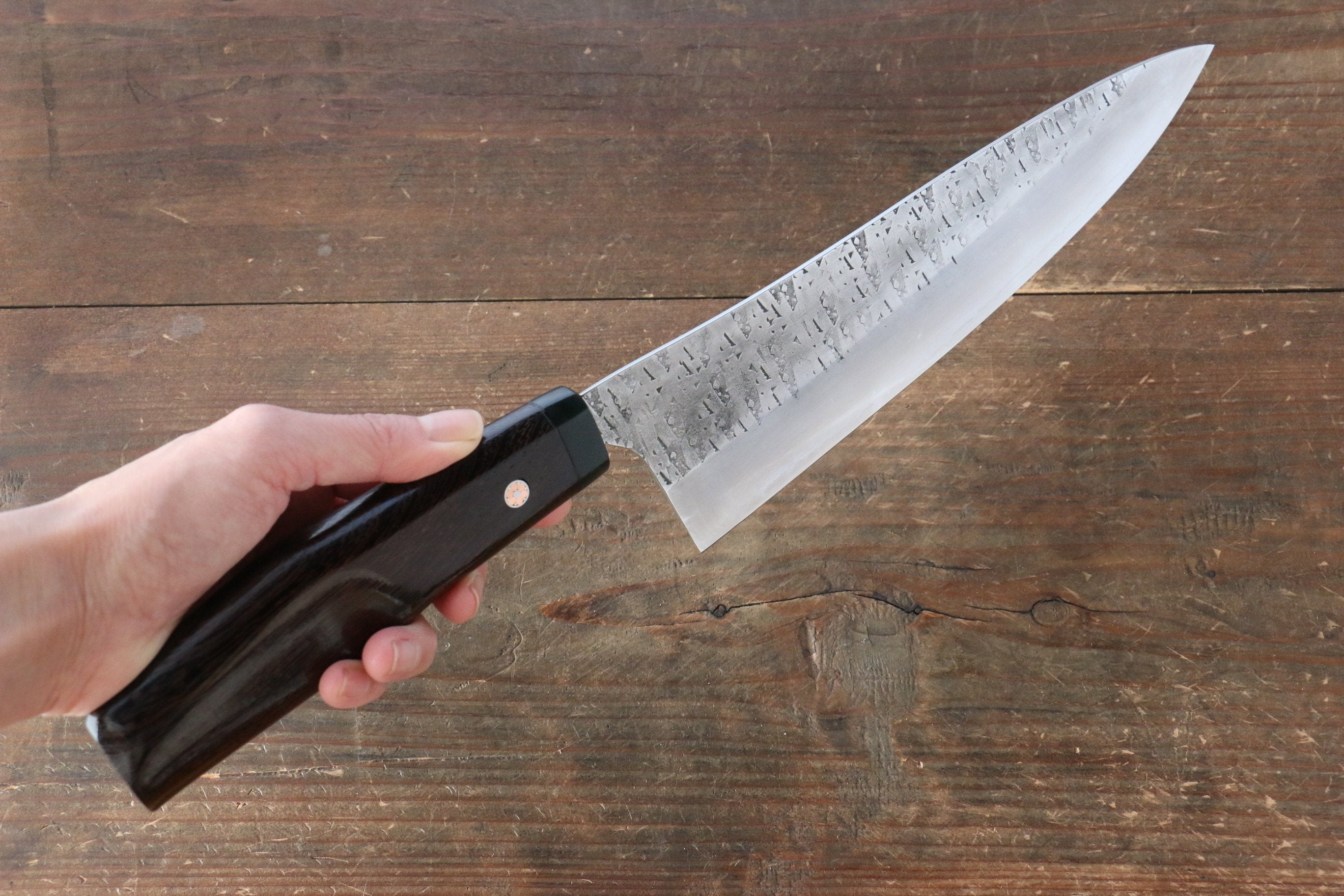 Shungo Ogata SG2 Hammered Gyuto 225mm Wenge Handle - Seisuke Knife